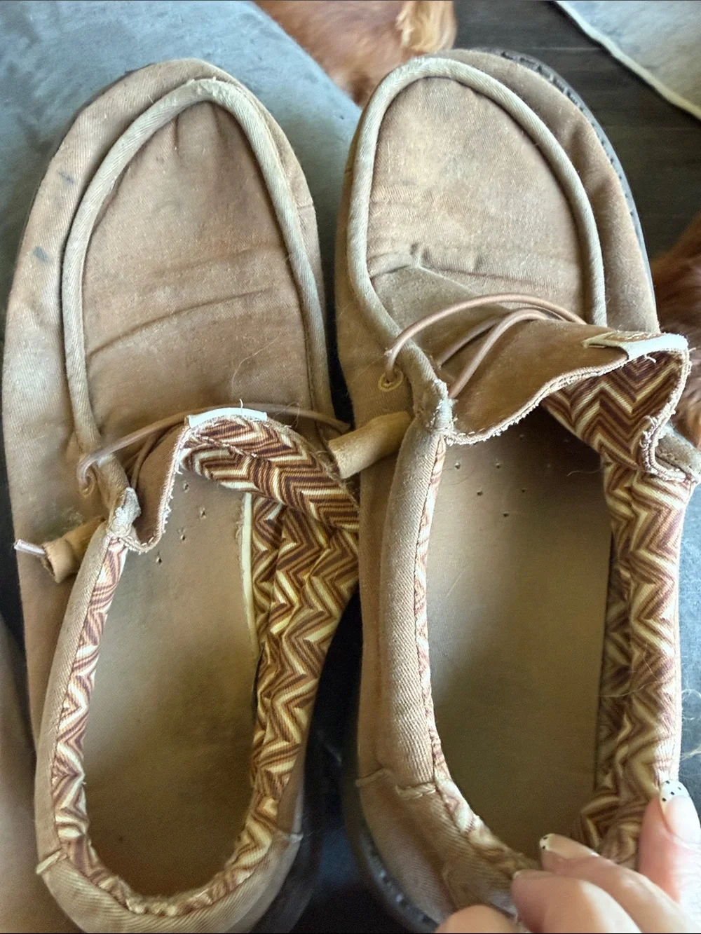 Hey Dude Brown Canvas Slip-On Loafers